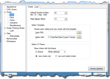 Charting — Standard Toolbar — Global Preferences
